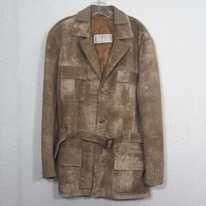Vintage Montevideo Leather Factory Uruguay Brown Suede Blazer Jacket Mens